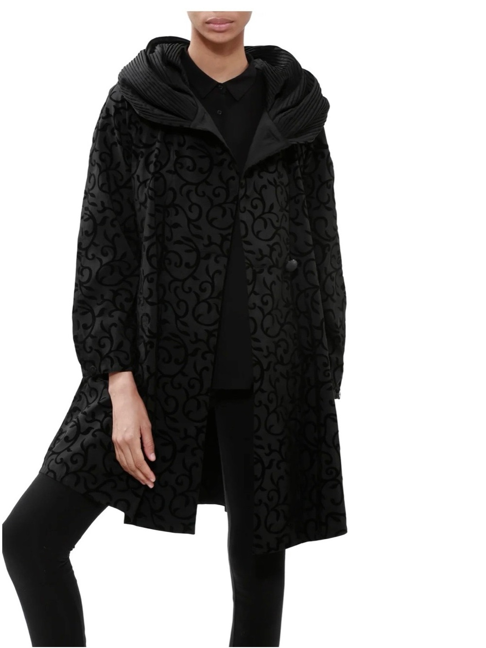 Mycra Pac NOW Donatella Black Scroll Raincoat Reversible Hooded Jacket 0 P Small